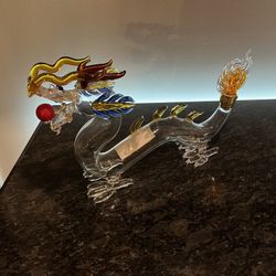 Glass Blown Dragon Decanter Hand Made 