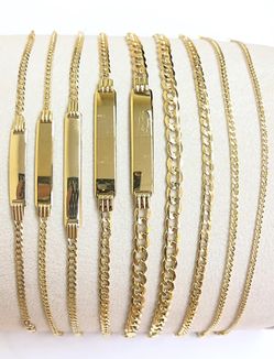 Cuban Bracelet & ID Bracelet for babies, ladies & gentlemen 14K REAL YELLOW GOLD.
