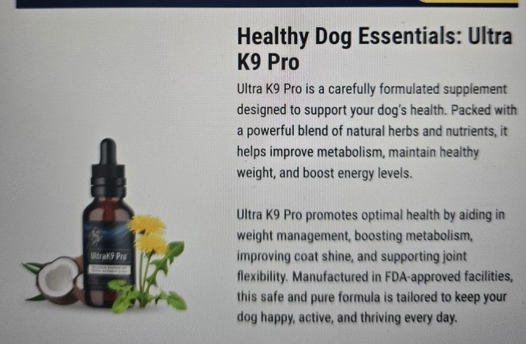 Brand New 5 Bottles K9 Pro Dog Supplement