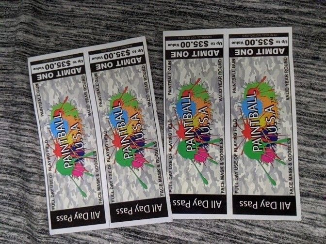 Paintball USA tickets (4) no expiration date