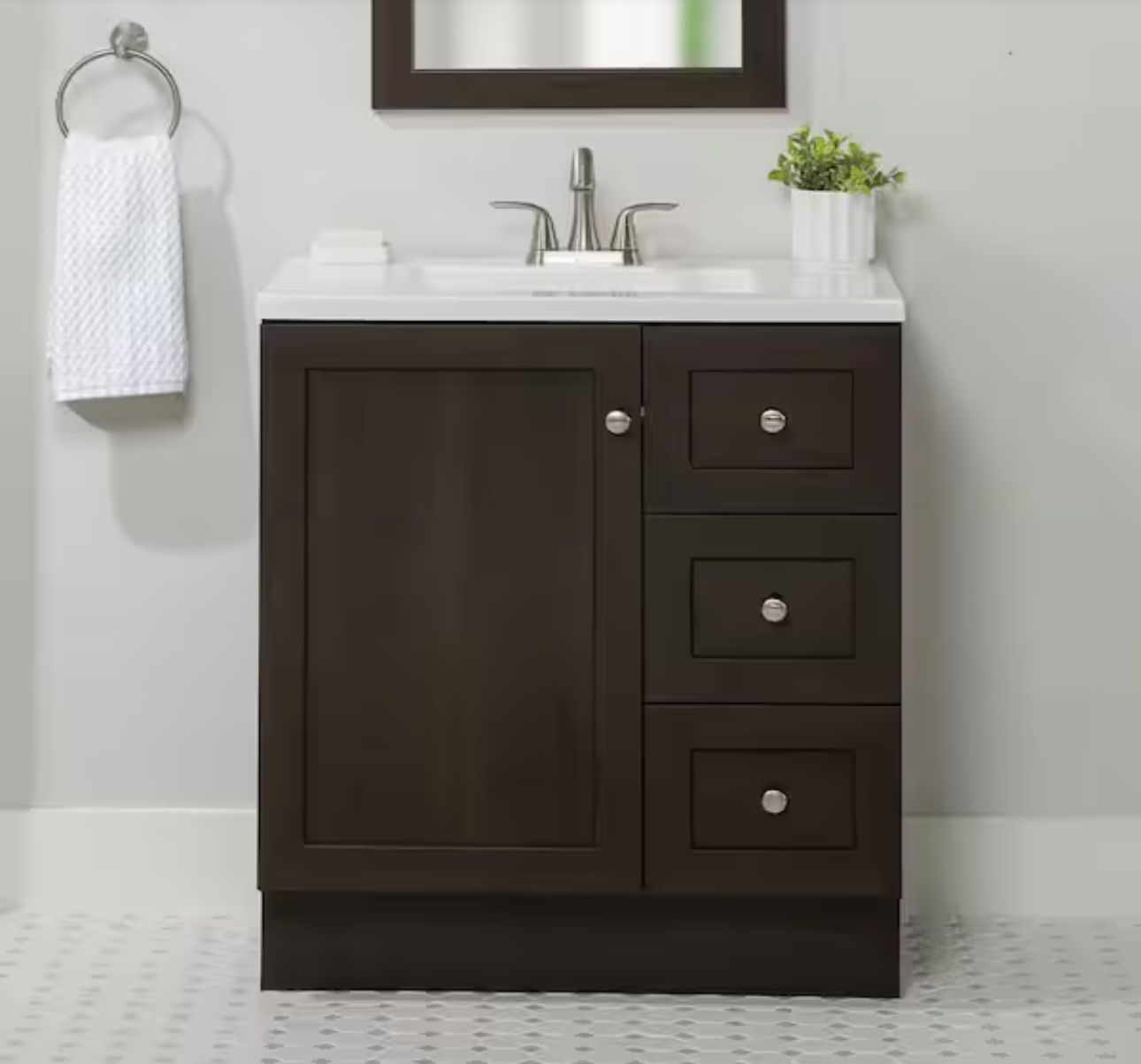 Bannister 31 in. Single Sink Dusk Bath Vanity with White Cultured Marble Top (Assembled)