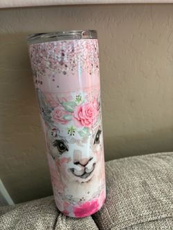 Floral Llama Skinny Tumbler with Lid