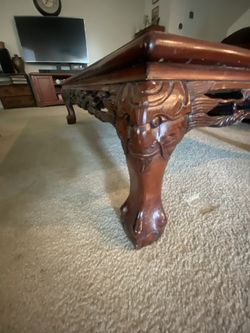 Hardwood Hand Carved Asian Inspired Coffee Table