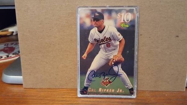 1995 Classic $10 Phone Card CAL RIPKEN Jr. Autograph COA in plastic