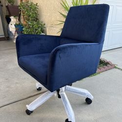 Brand New. Mid Century Modern Office Chair. Blue Velvet. Retails Over $550