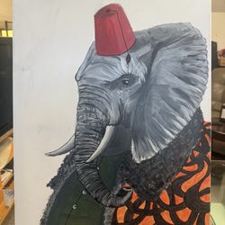 Elephant Pasha The II Original Artwork Acrylic On Canvas 24 By 18 Inches 