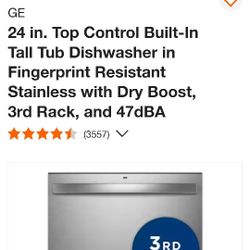 New In Box..24 IN GE Top Control Dishwasher 3rd Rack ... 😍FREE MICROWAVE INCLUDED😍