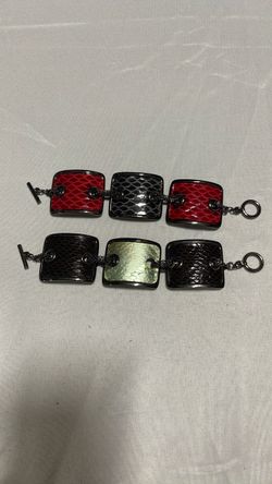 Snake Print Panel Toggle Bracelets Set of 2