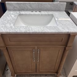 Bathroom Vanity Brown With Marble Top 