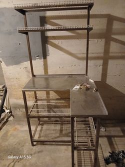 Stainless steel corner shelf and workbench