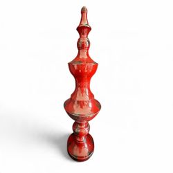 Decorative Burgundy Finial – Distressed Finish – 20” Tall