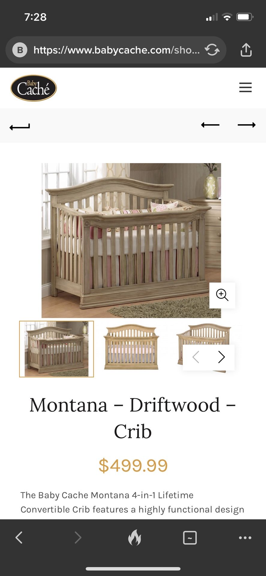 Baby Cache Drift Wood  Crib