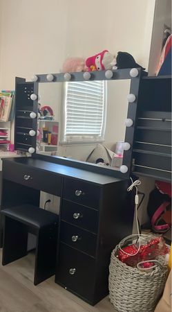 Black makeup vanity