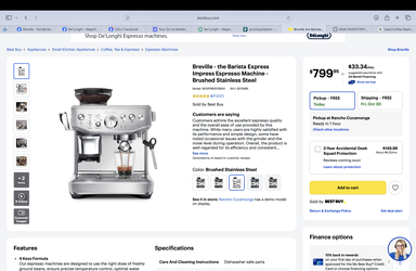 Breville - the Barista Express Impress Espresso Machine - Brushed Stainless Steel USED Good
