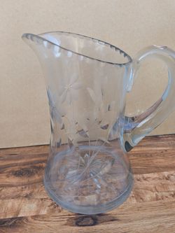 Etched Glass Pitcher