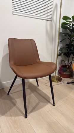 Brown Leather Chairs with Metal Legs (4 total)