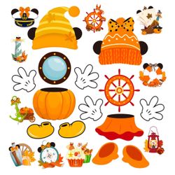 RiVolTa Fall Cruise Door Magnets - 12 Pcs Mouse Pumpkin Ship Cabin Decorations Magnetic Stickers Funny Autumn Anchor Stateroom Decals Accessories for 