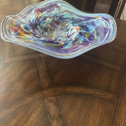 Handmade & Signed Blown Glass Bowl