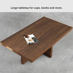 Modern Rectangle Wood Coffee Table Cocktail Table Walnut Finish