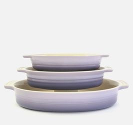 SET OF 3 Le Creuset Oval Blue Bell Purple Provence Casserole Baking Dishes