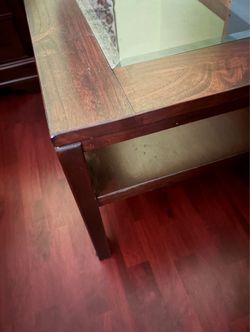 Wood and Glass Coffee Table with Lower Shelf