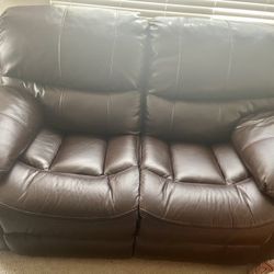 Brand New  Leather  Loveseat Recliner Couch, Dark Brown Colour