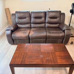 Reclining Couch + Coffee Table