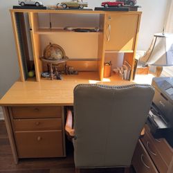 Scandinavian Desk With Two Rolling Cabinet 