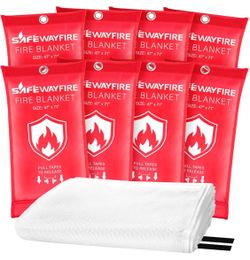 Safewayfire Emergency Fire Blanket - 8 Pack, 47'' x 47'' Fire Suppression Blanket for Kitchen, Firep