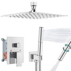 Aolemi Shower System with Rainfall Shower Head and Handheld Wall Mount,High Pressure Shower Faucet Set Fixture Combo with 2 in 1 Handheld Spray Rough-
