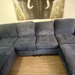 Sectional And Two Bar Stools 