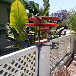 Red Stains Glass Airplane Weather Decor