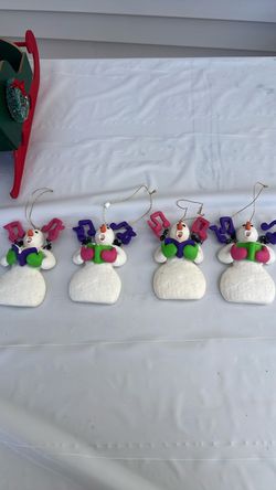 Set of 4 Snowman Caroler Christmas Ornaments