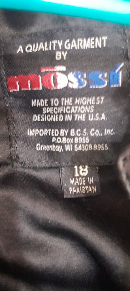 Mens Leather Motorcycle Jacket Size 18 Black