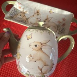 Easter Bunny Tea Kettle Set 