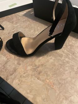 Black Suede Block Heel Sandals