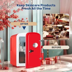 InfiniPower Mini Fridge with Observation Window, 4 Liter/6 Can Portable Warmer and Cooler Personal Refrigerator, NEW