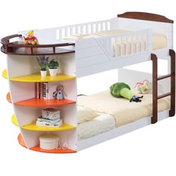 Ship Bed With Colorful Shelves