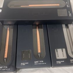 TUL® Fine Writing Solid Metal Barrel Retractable Gel Pen With 2 Refills, Medium Point, 0.7 mm, Gunmetal Gray Barrel, Assorted Ink Colors