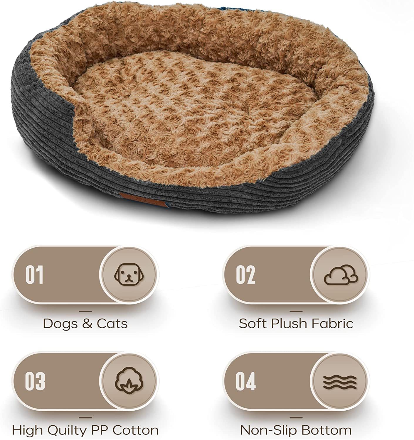 Dog Bed Couch Low Leading Edge Breathable Soft Plush Orthopedic Dog Bed Machine Washable Waterproof Nonskid Pet Bed (M, Grey)