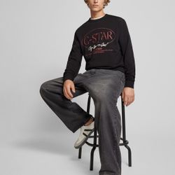 G-Star Raw Sweatshirt with label print in Dark black Size S RARE - RETAIL $140