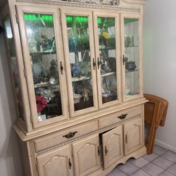 Dining Table & 2 Leaf Extend With China Cabinet OBO 