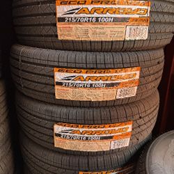 SET OF FOUR NEW TIRES 215/70/16 ARROYO GRANDSPORT A/S INCLUDING MOUNT AND BALANCE, ASK ME FOR SIZES AND BRANDS