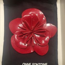 Anne Fontaine Leather Flower Brooch