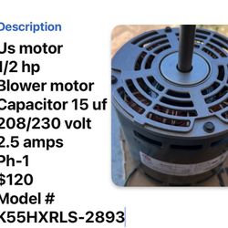 1/2 Hp Blower Motor HVAC System 