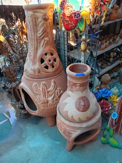 New Terracotta Chiminea 

Approx.
Large     4ft 5"    $189.00

Smaller  3ft.  $129.00