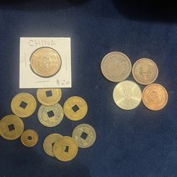 Chinese And Japanese coins  14 pieces 