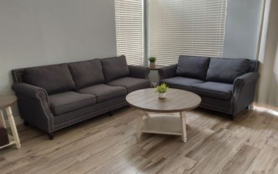 Beautiful gray couch and loveseat