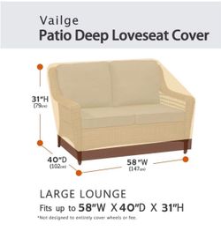 2-Seater Heavy Duty Patio Deep Bench Loveseat Cover, 100% Waterproof Outdoor Deep Sofa Cover, Lawn Patio Furniture Covers with Air Vent, Small (Deep),
