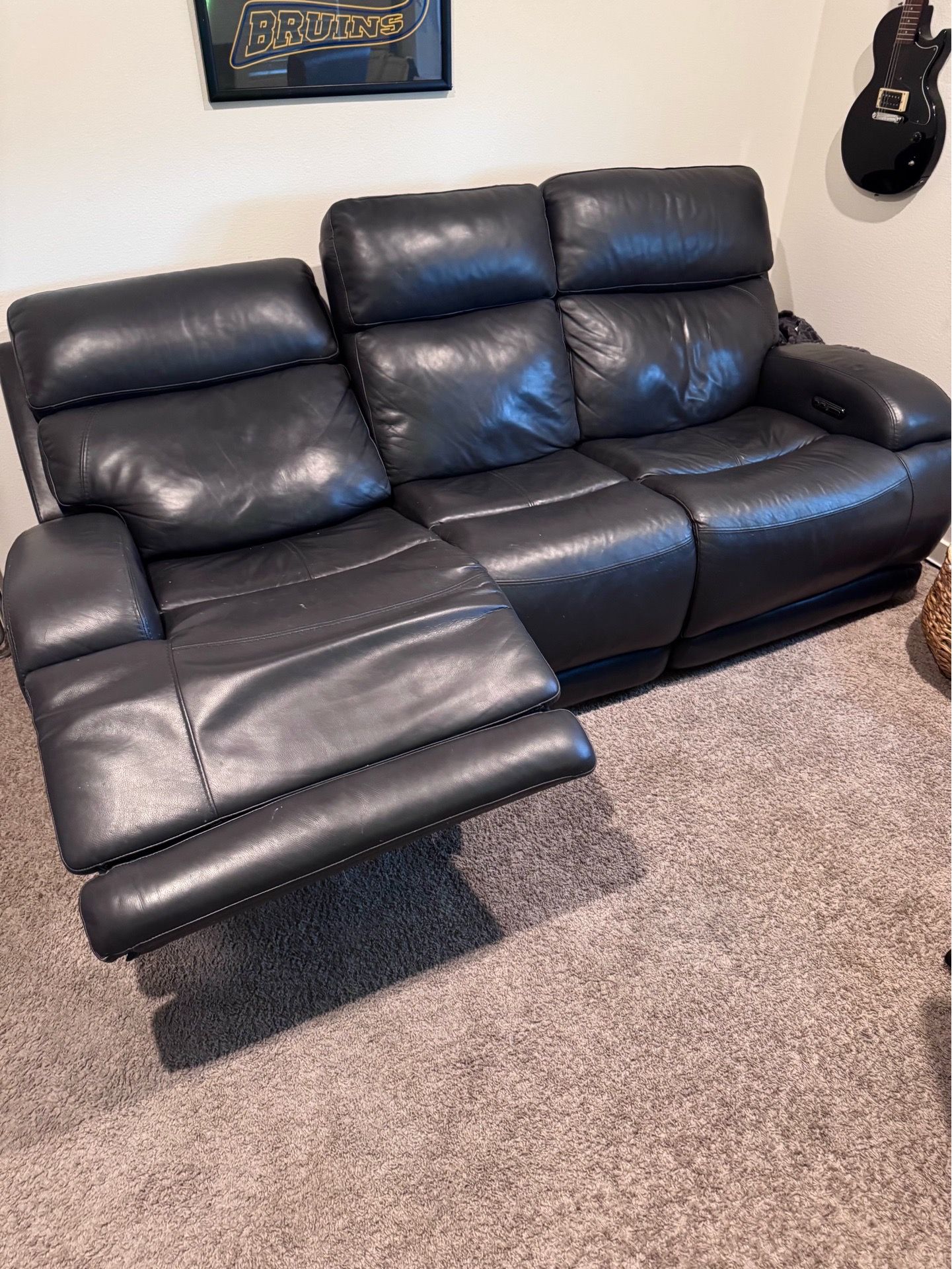 Reclining leather couch